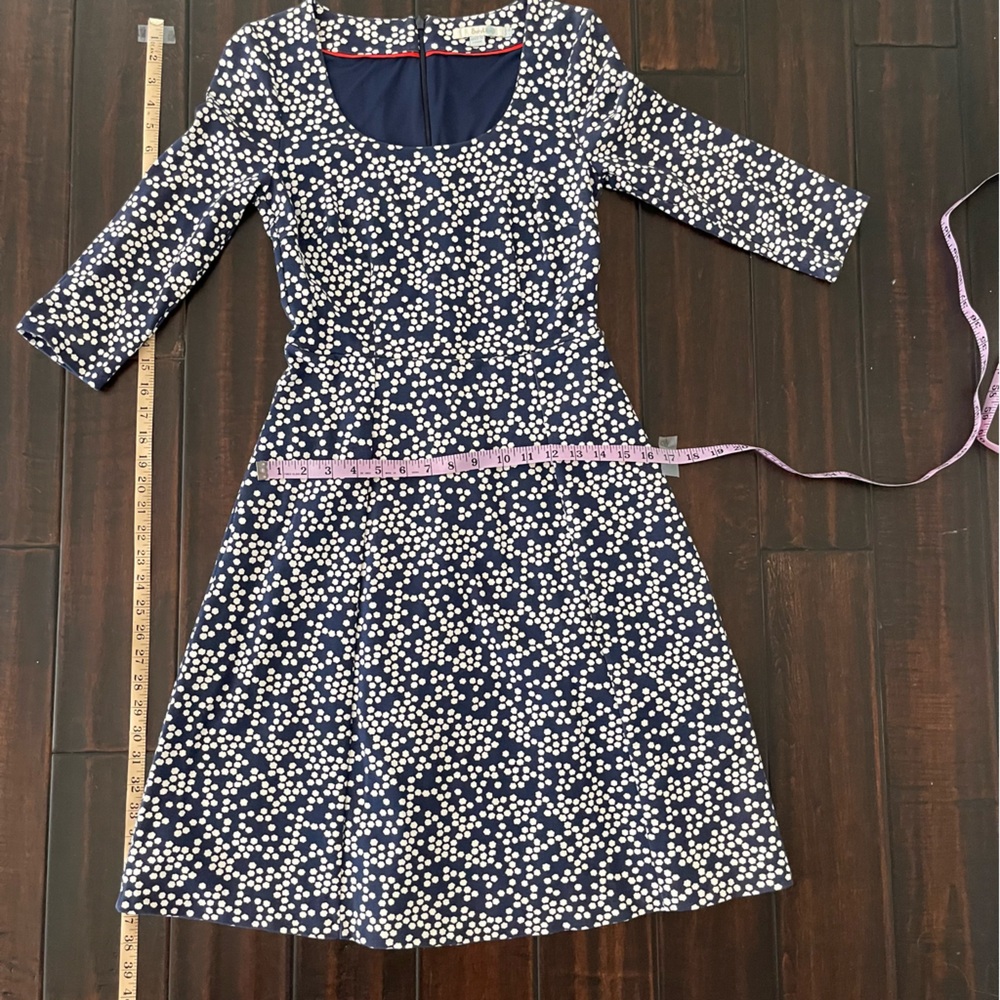 Boden Lined 3/4 Sleeve Dress, Navy & White, with Pockets. Size 4 US / 8 UK. - Picture 8 of 10